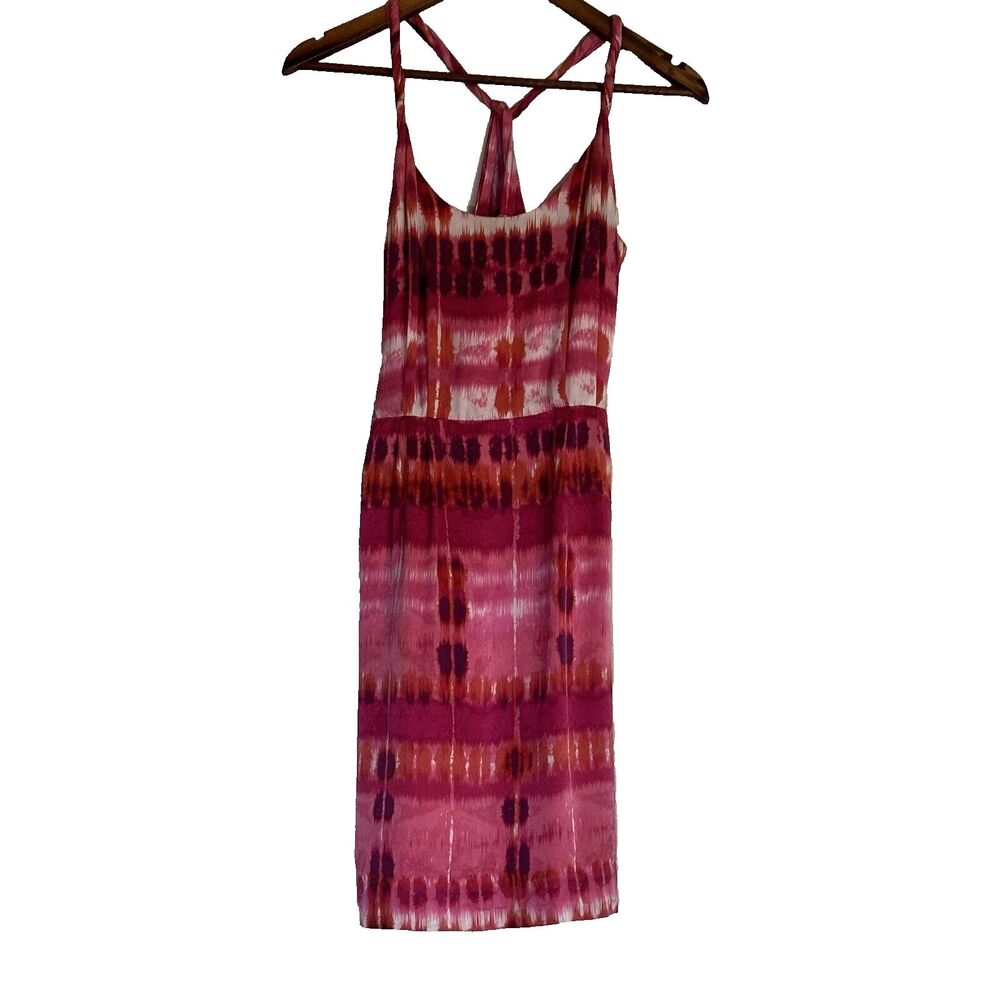 Banana Republic Women's Dress 4P Mini Pink Silk Cocktail Twist Strap Y2K